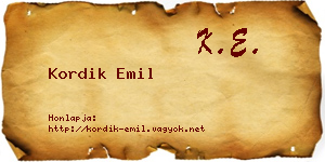 Kordik Emil névjegykártya