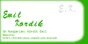 emil kordik business card